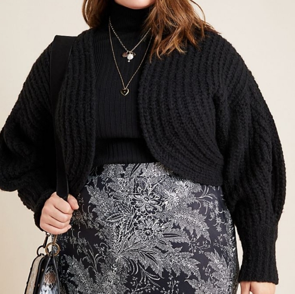 Anthropologie Sweaters - Anthropologie Rae black cropped knit shrug sweater
